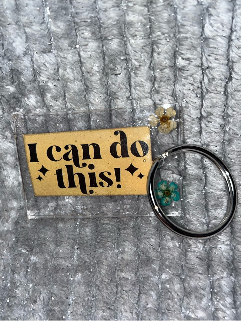 Motivational 'I Can Do This!' Resin Keychain - Yellow & Clear